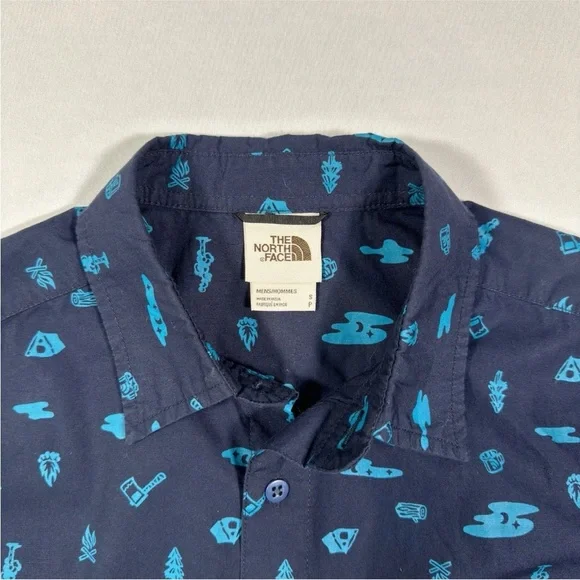 The North Face Blue Shirt with Light Blue Camping Patterns - Picture 5 of 6